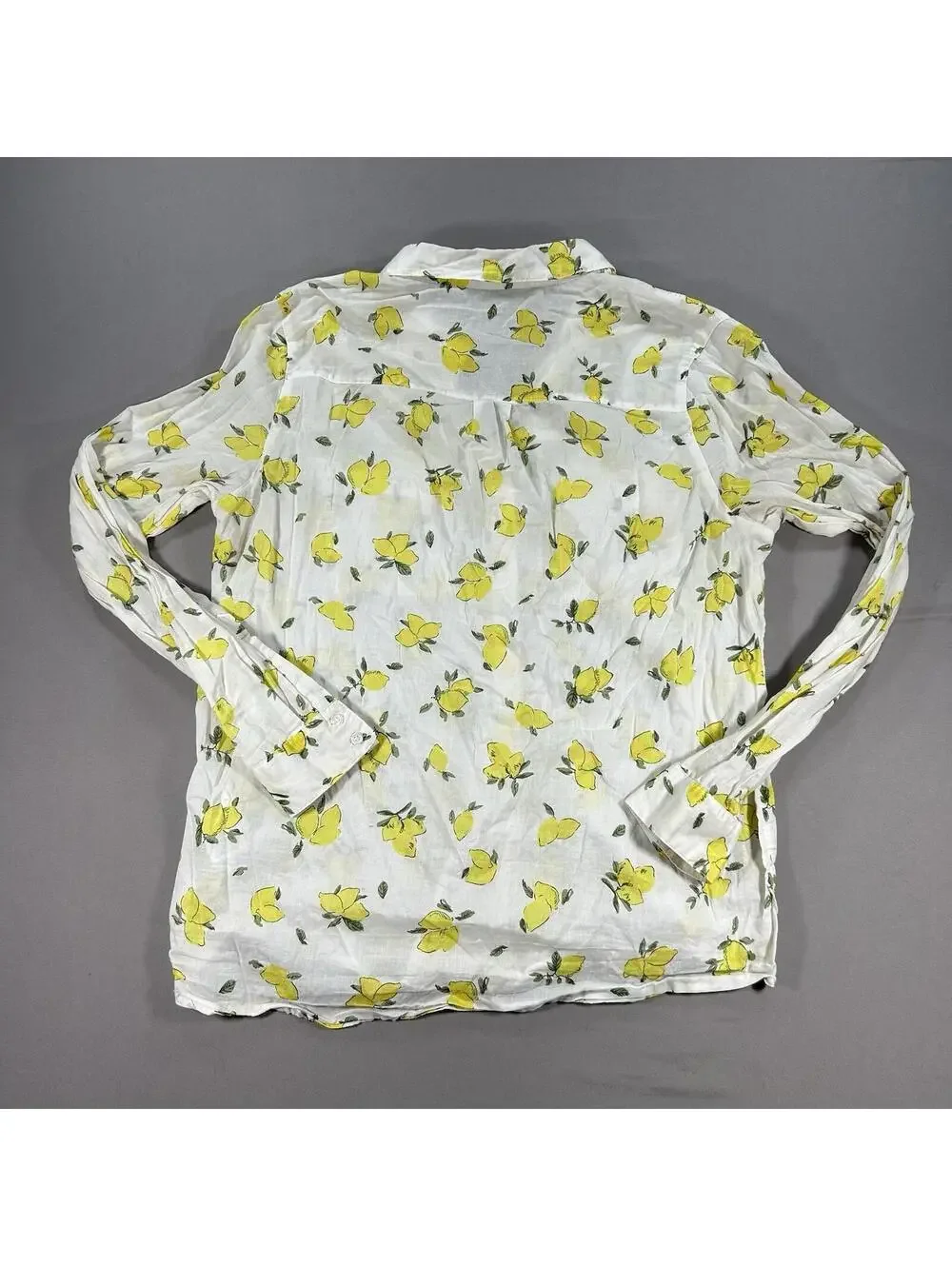 Gap Women's Boyfriend Fit Button Up White Lemon shirt blouse Size Medium - Picture 2 of 7